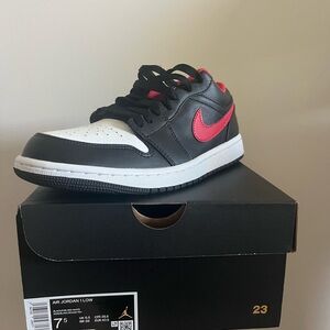 Air Jordan 1 Low Black and Red Sneakers
